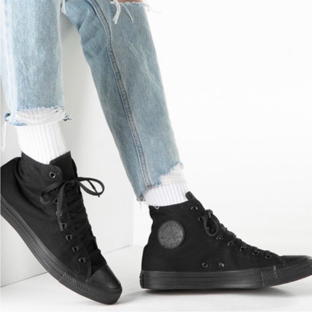 Converse Chuck Taylor All Star Hitop Sneaker Black Monochrome in W10.5
